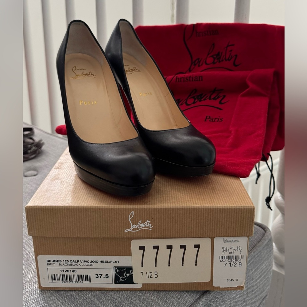 Christian Louboutin Black Bruges 120 Calf Heel in size 37.5